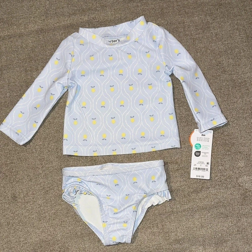 Carter's Light Blue and Yellow Kids Rashguard Set